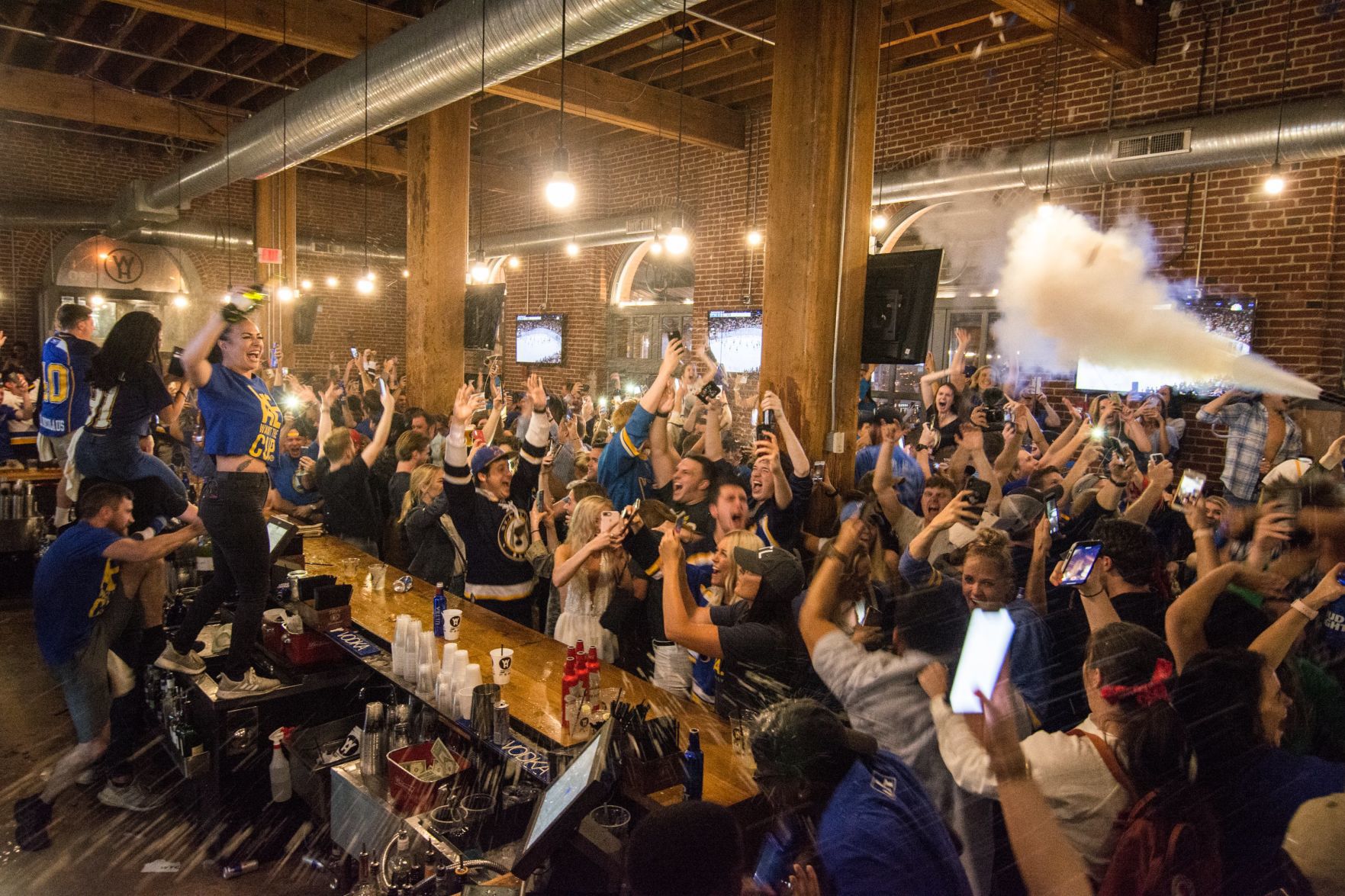 Blues Fans at Wheelhouse during Stanley Cup Final Game 7. Spons